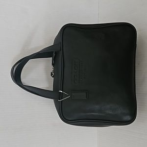 Unisex Vintage Coach Black Leather Zip Around Cosmetic/toiletries/travel bag